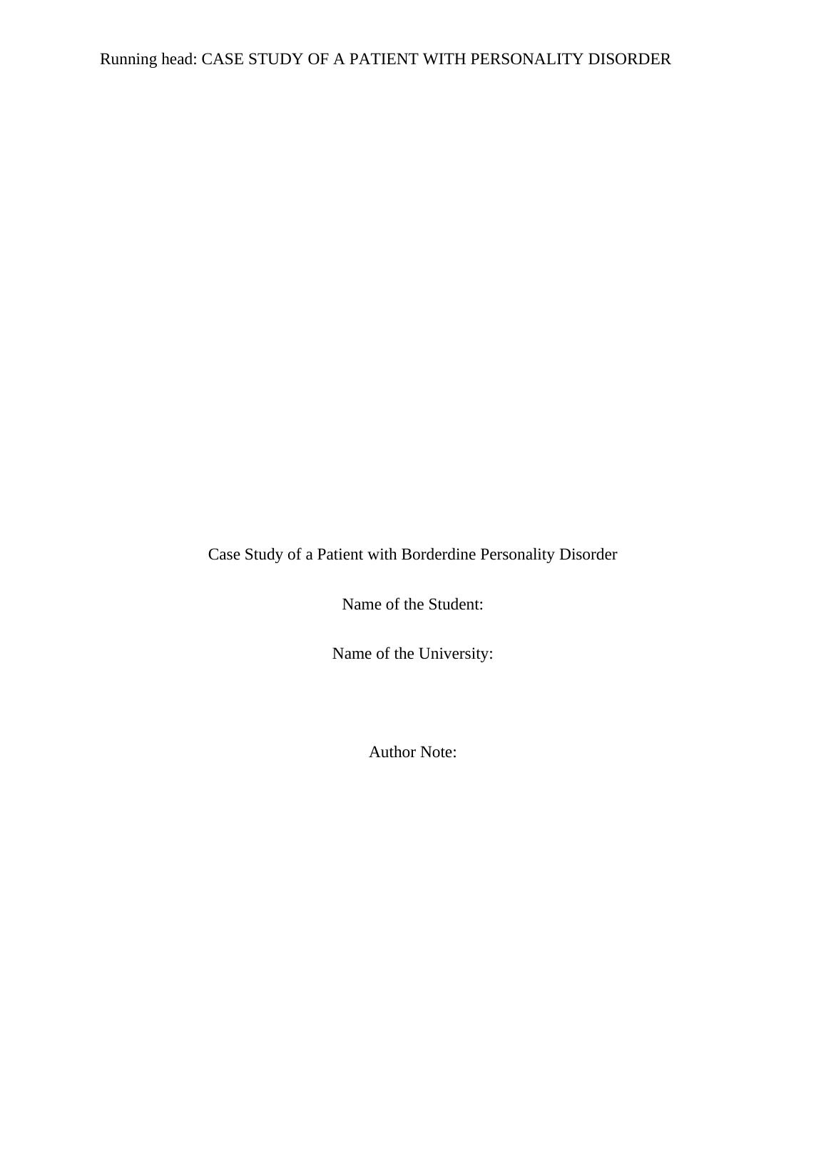 case study on borderline personality disorder