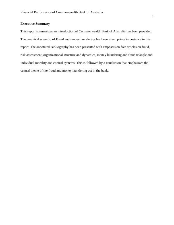 Financial Performance of Commonwealth Bank of Australia - Annotated Bibliography on Fraud and Money Laundering_2