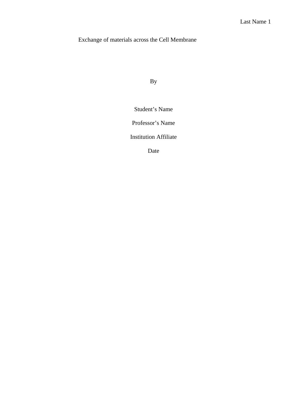 Exchange of materials across the Cell Membrane Desklib