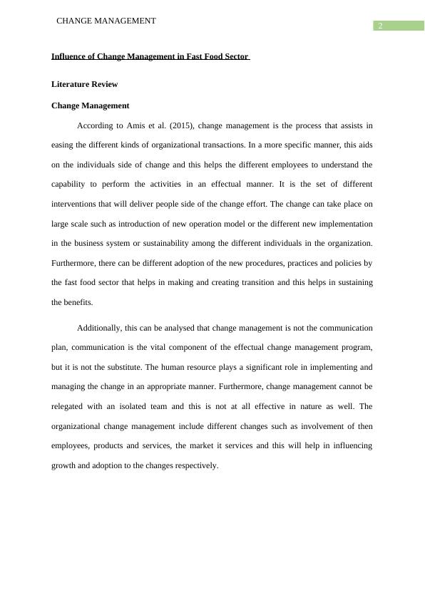 Influence of Change Management in Fast Food Sector_3