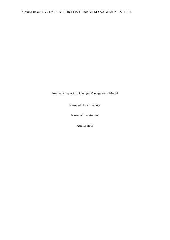Analysis Report on Change Management Model_1
