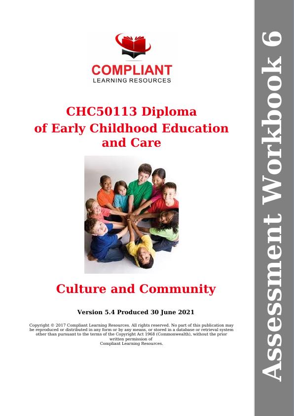 CHC50113 Culture and Community Assessment Workbook 6_1
