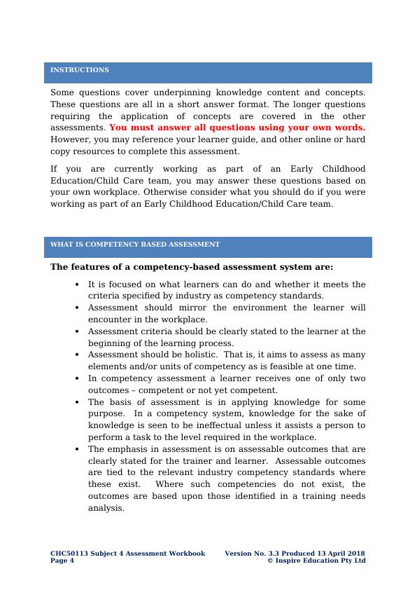 CHC50113 Subject 4 Assessment Workbook - Play and Development_4