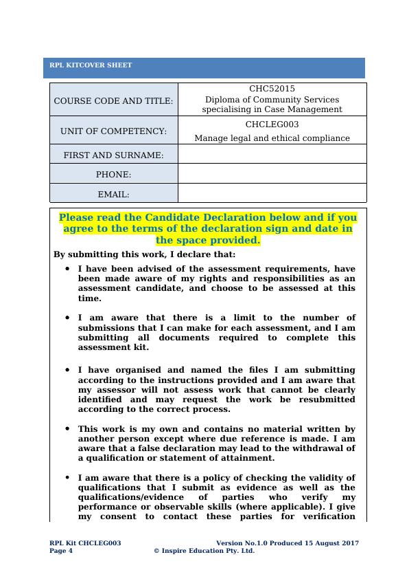 CHCLEG003 Manage Legal and Ethical Compliance RPL Kit_4