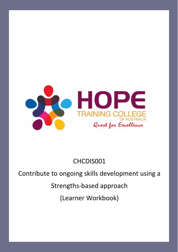 CHCDIS001 Contribute to Ongoing Skills Development Using Strengths Approach_1