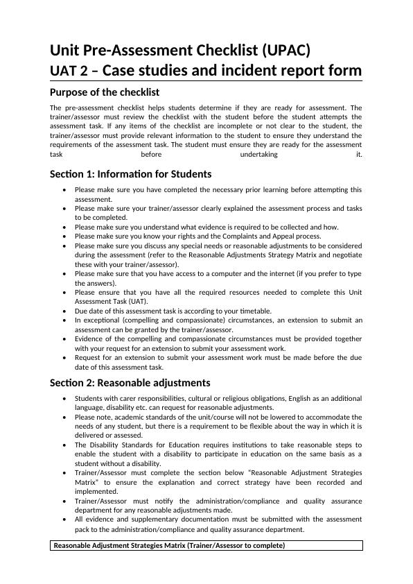 CHCDIS002 Unit Assessment Pack (UAP) – Cover Sheet | Desklib