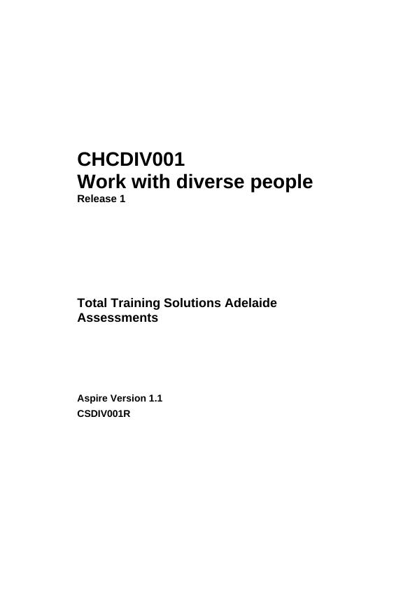 CHCDIV001 Work with diverse people - Assessments_1