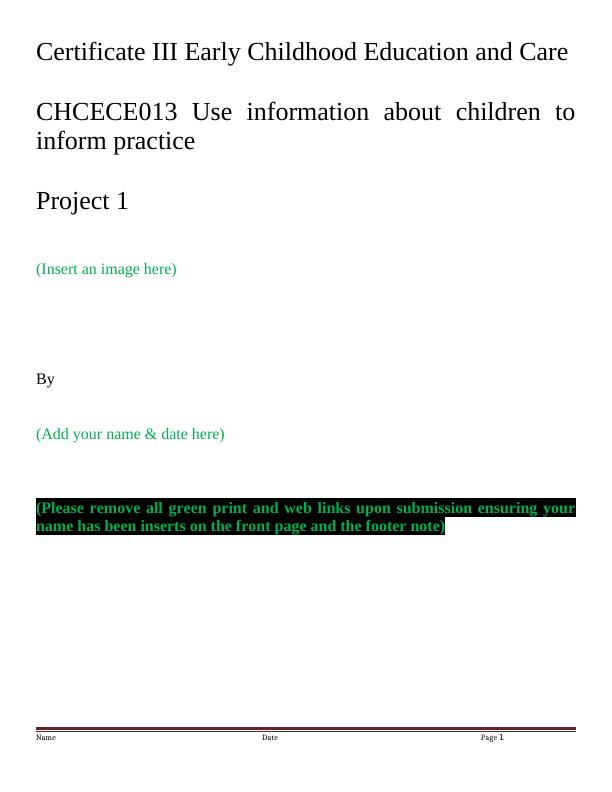 CHCECE013 Use Information About Children to Inform Practice_1