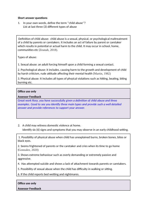 CHCPRT001 Identify and Respond to Children and Young People at Risk - Short Answer Questions and Case Studies_6