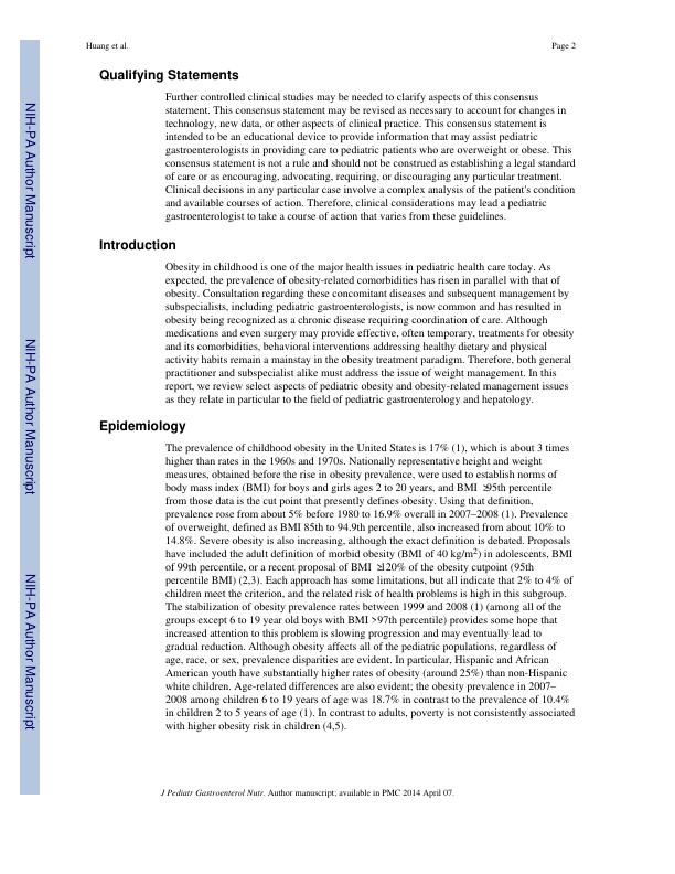 Childhood Obesity for Pediatric Gastroenterologists J Pediatr