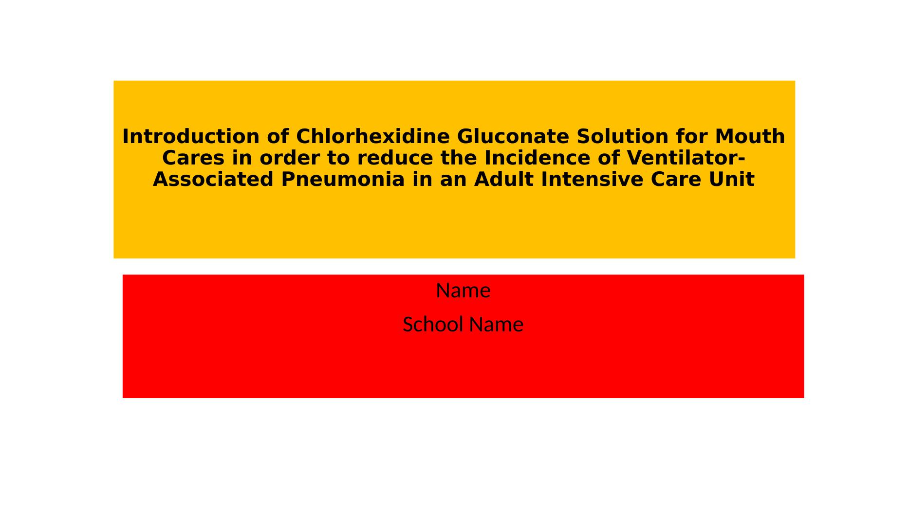Chlorhexidine Gluconate Solution for Oral Hygiene in ICU Patients