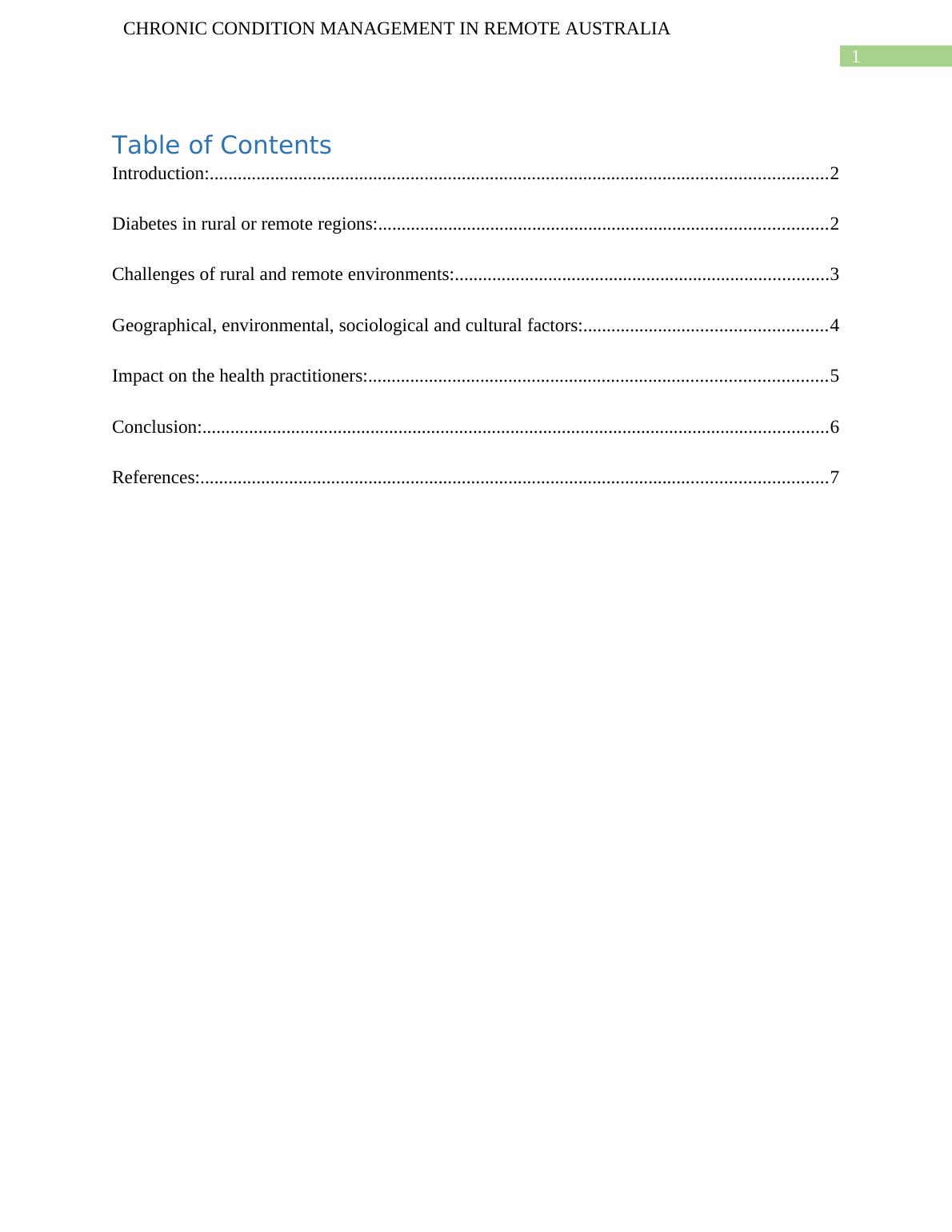 Chronic Condition Management in Remote Australia - Desklib