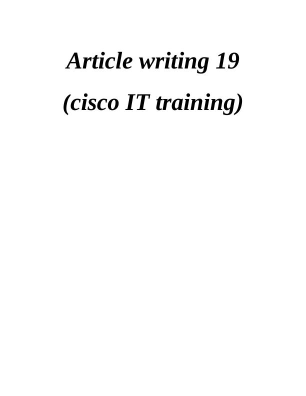 Cisco It Training Services Courses And Career Impact