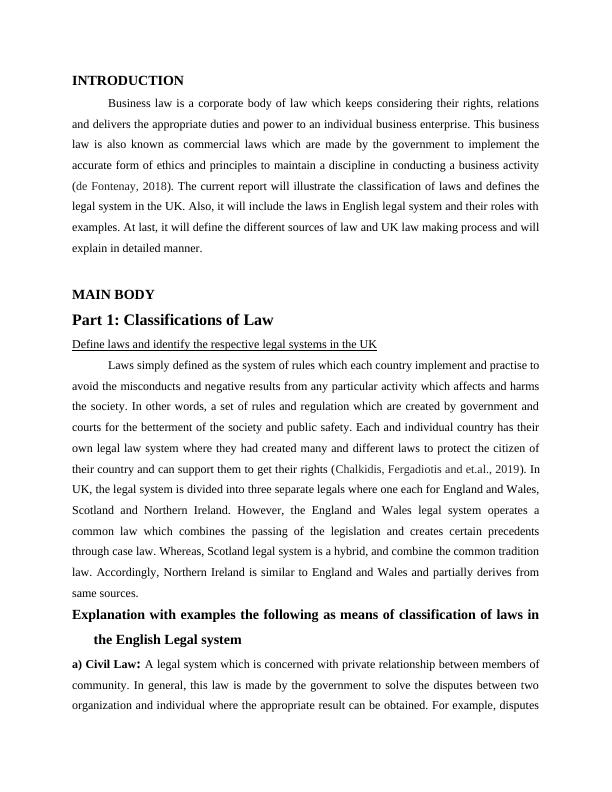 Classification Of Laws And UK Law Making Process - Desklib