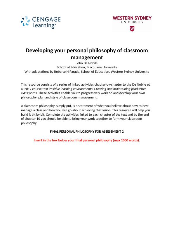 Developing Your Personal Philosophy of Classroom Management_1