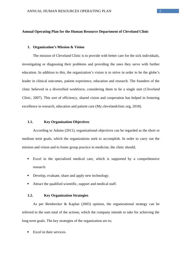 annual-human-resources-operating-plan-for-cleveland-clinic