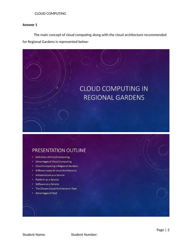 Cloud Computing Implementation and Architecture for Regional Gardens