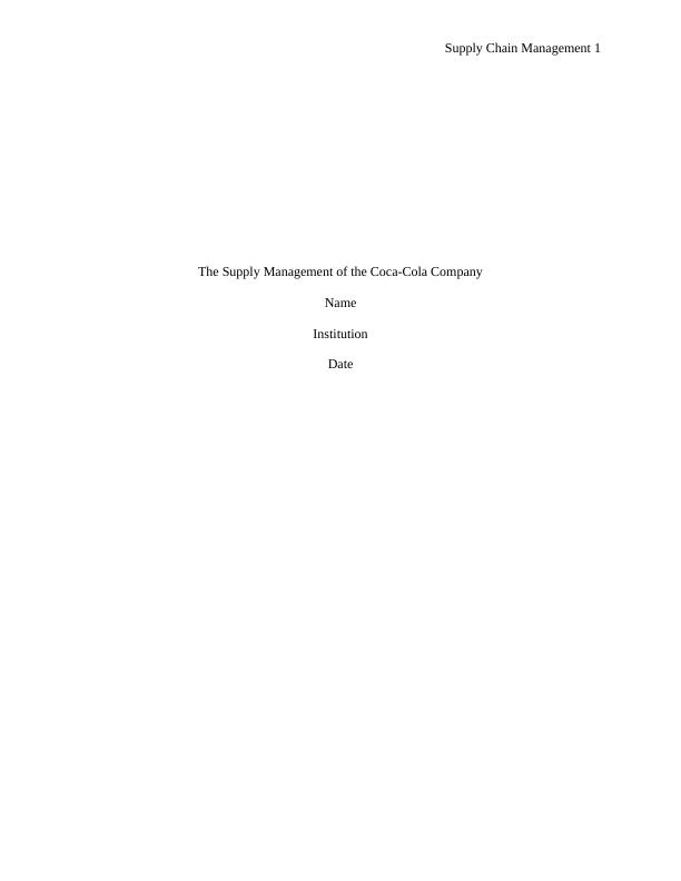 The Supply Management of the Coca-Cola Company_1