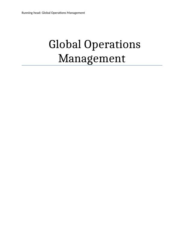 Identification of the Global Operations Management Processes of Coca Cola UK_1