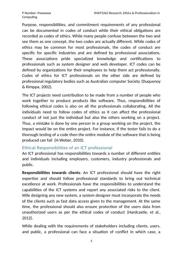 Impact of Codes of Ethics on Professional Responsibilities Desklib