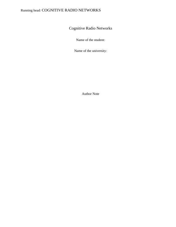 cognitive radio literature review