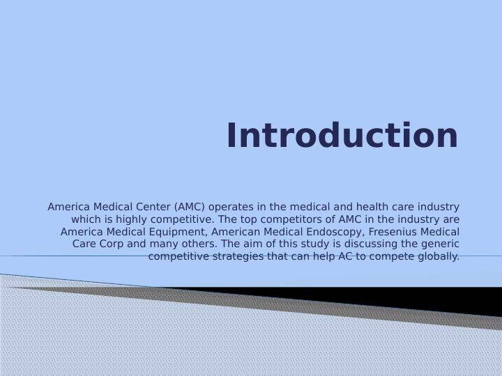 Competitive Strategies for America Medical Center in the Health Care Industry_1