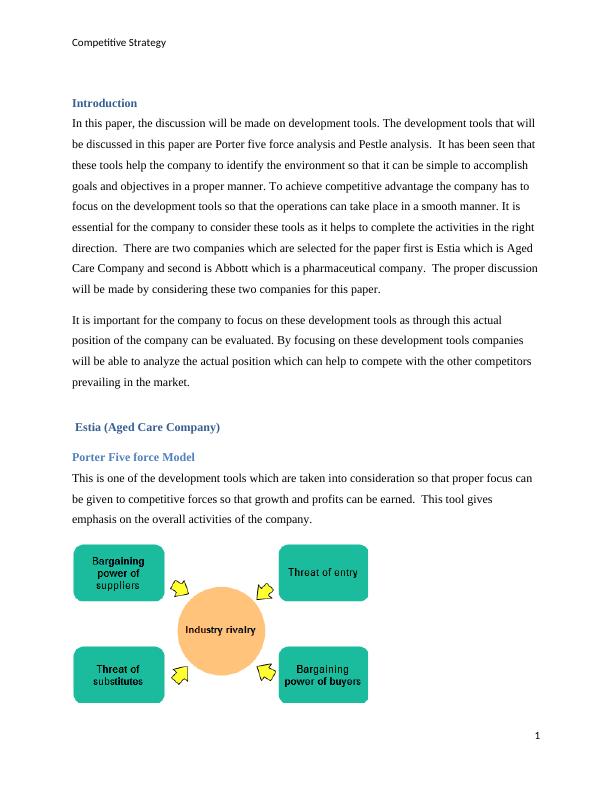 Competitive Strategy Porter Five Force Analysis And Pestle Analysis