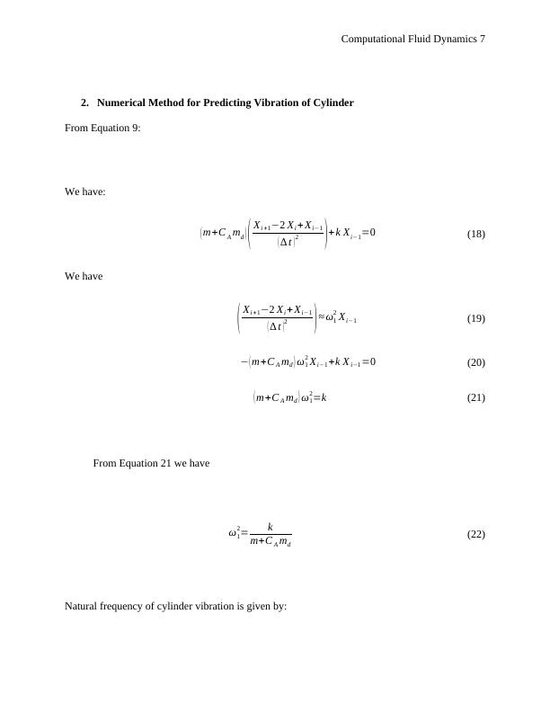 Computational Fluid Dynamics: Simple Initial Value Problem and Numerical Method for Predicting Vibration of Cylinder_7