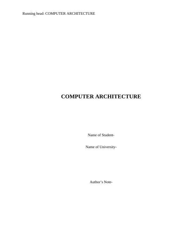 Computer Architecture: Solutions to Questions 1 and 2_1