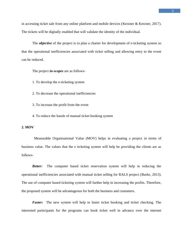 Project Management for Development of Computer Based Ticketing System