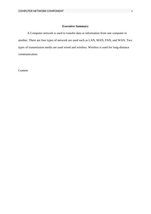 Computer Network Components Types, Transmission Media, Hardware, Security