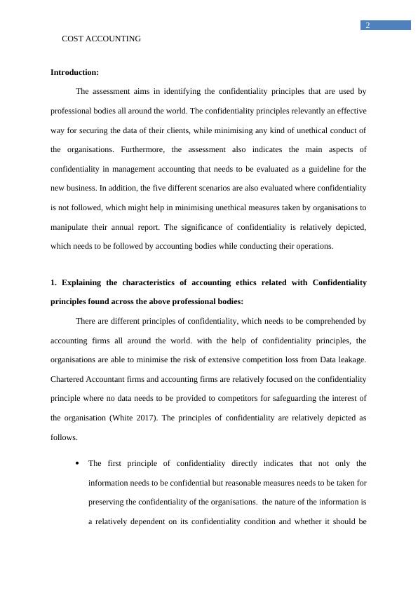 Confidentiality Principles in Cost Accounting Characteristics