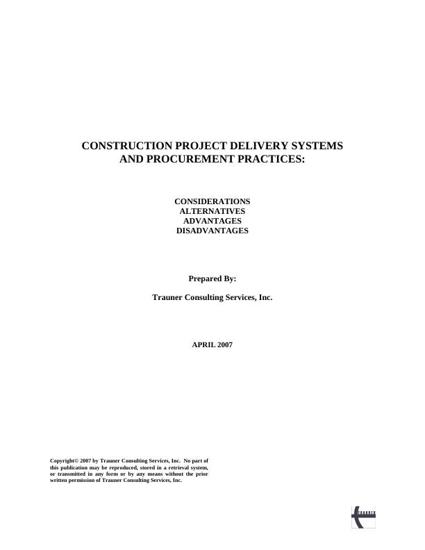 Construction Project Delivery Systems and Procurement Practices_1
