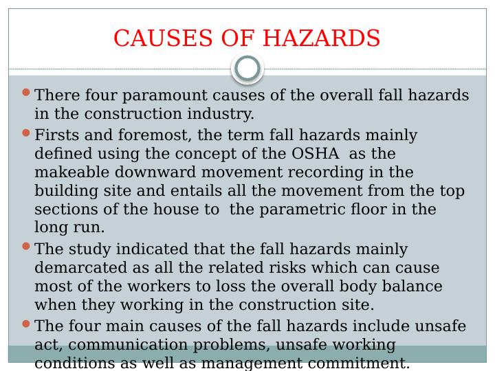 Construction Project Safety Management: Causes of Hazards and Measures ...