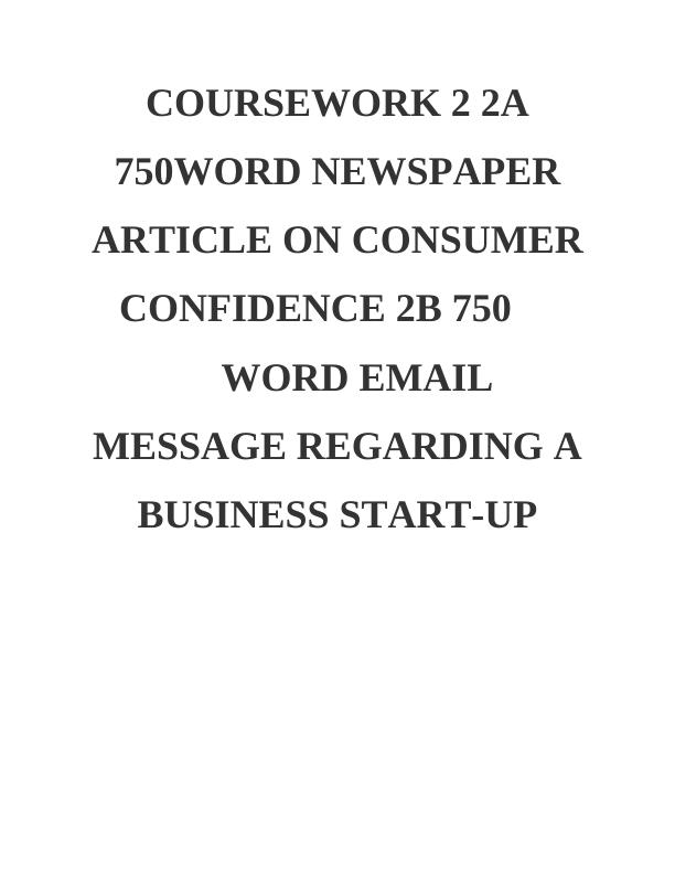 Consumer Confidence and New Business Start-up: A Newspaper Article and Email Message_1