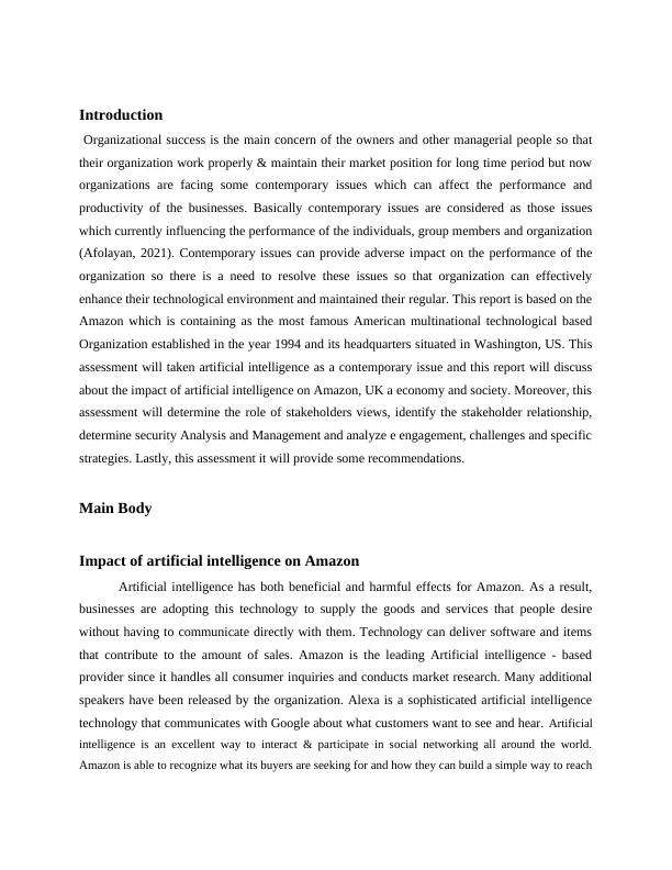 Contemporary Business Issues: Impact of Artificial Intelligence on Amazon, UK Economy, and Society_3