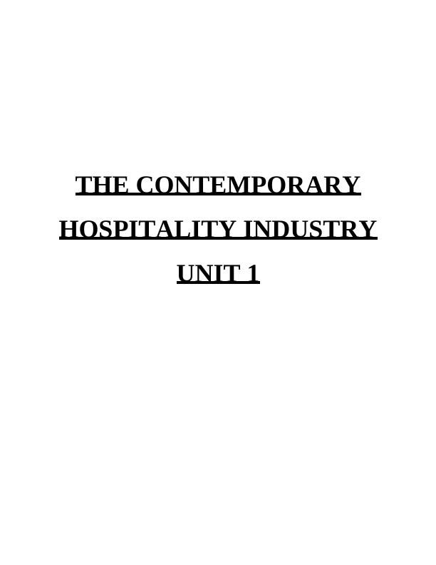 The Contemporary Hospitality Industry Unit 1_1