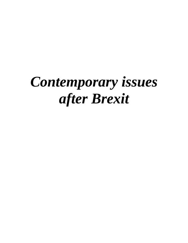 Contemporary Issues After Brexit: Impact on Citizens and Businesses_1