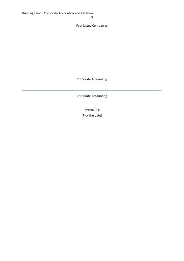 Corporate Accounting and Taxation: Comparative Analysis of Four Listed Companies_1