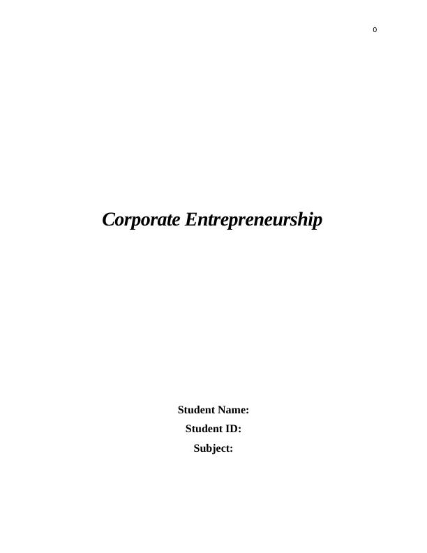 Corporate Entrepreneurship: Objectives, Research Methodology, Findings ...