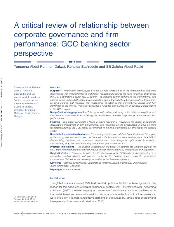 Relationship between Corporate Governance and Firm Performance: GCC Banking Sector Perspective_2