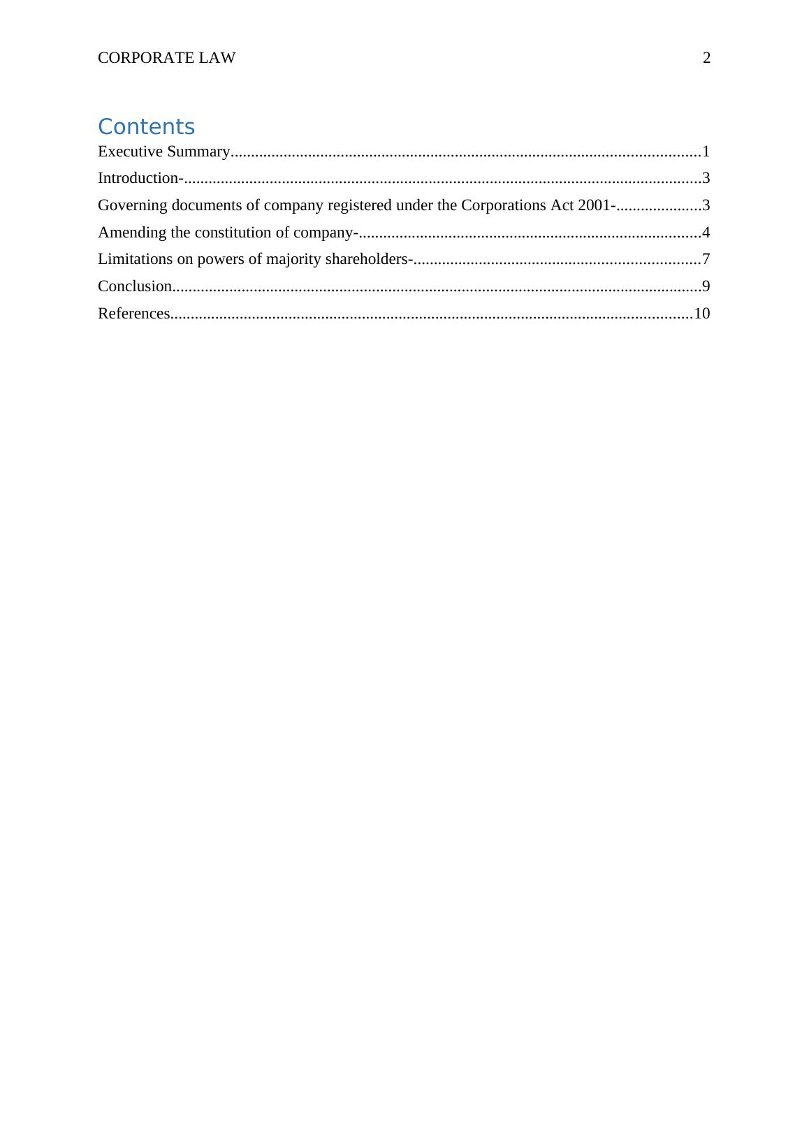 Corporate Law: Governing Documents, Amending Constitution, and Limitations