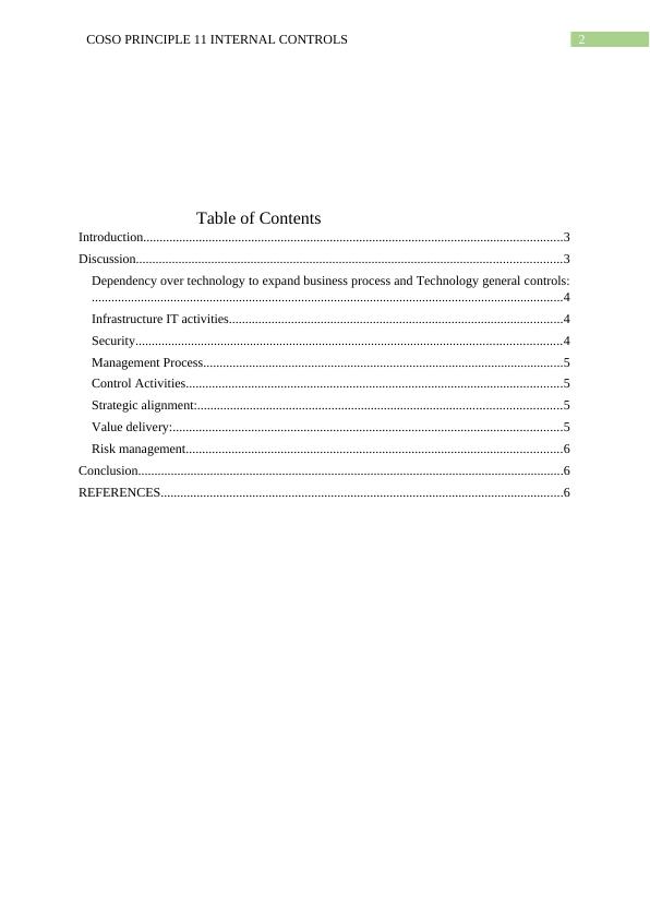 COSO Principle 11 Internal Controls