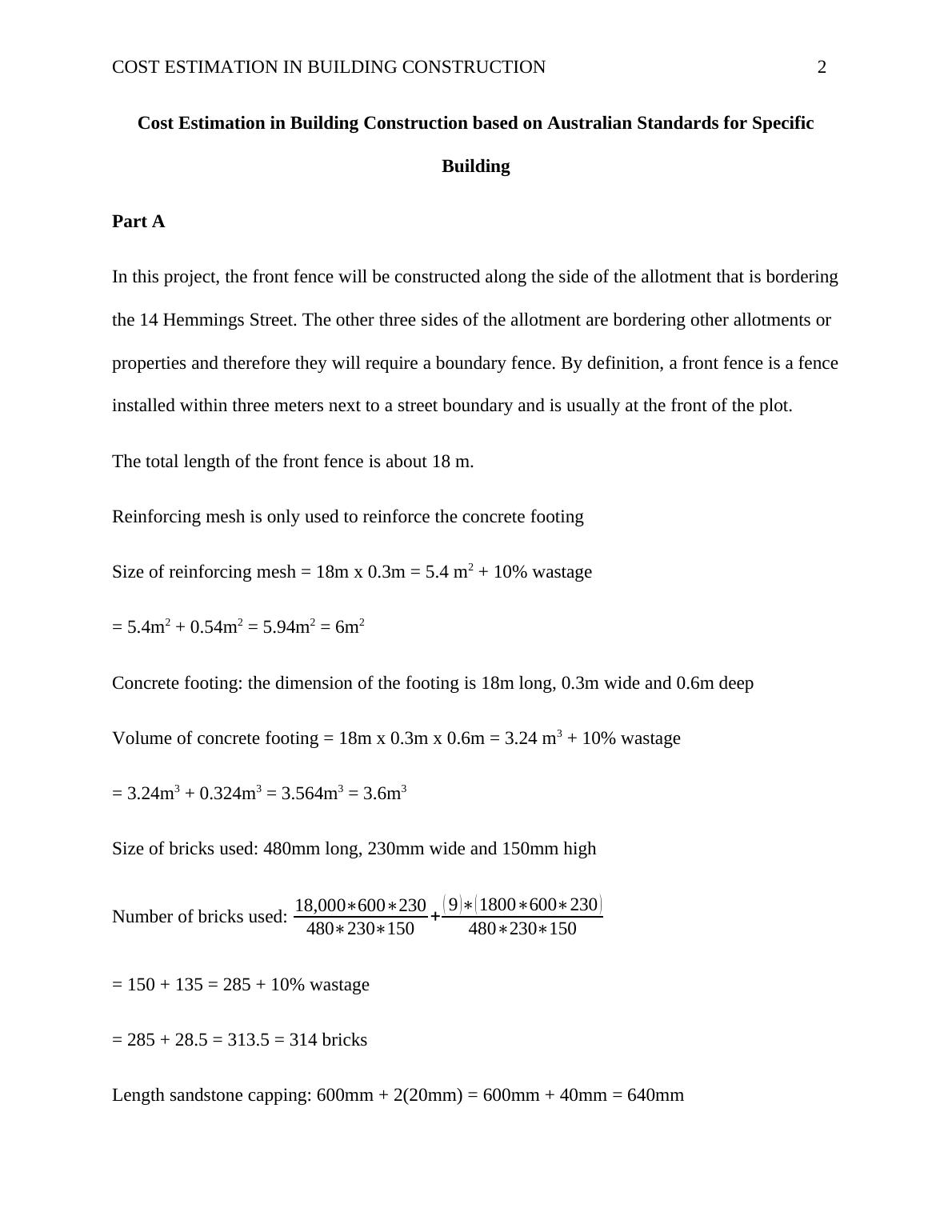 Cost Estimation in Building Construction Desklib