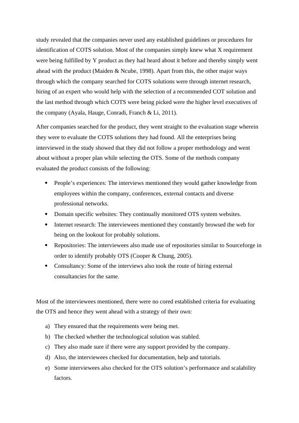 Evaluation Criteria for Choosing COTS Solutions Desklib