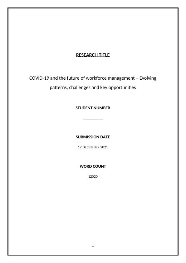 COVID-19 and Workforce Management: Evolving Patterns, Challenges, and Opportunities in HRM_1