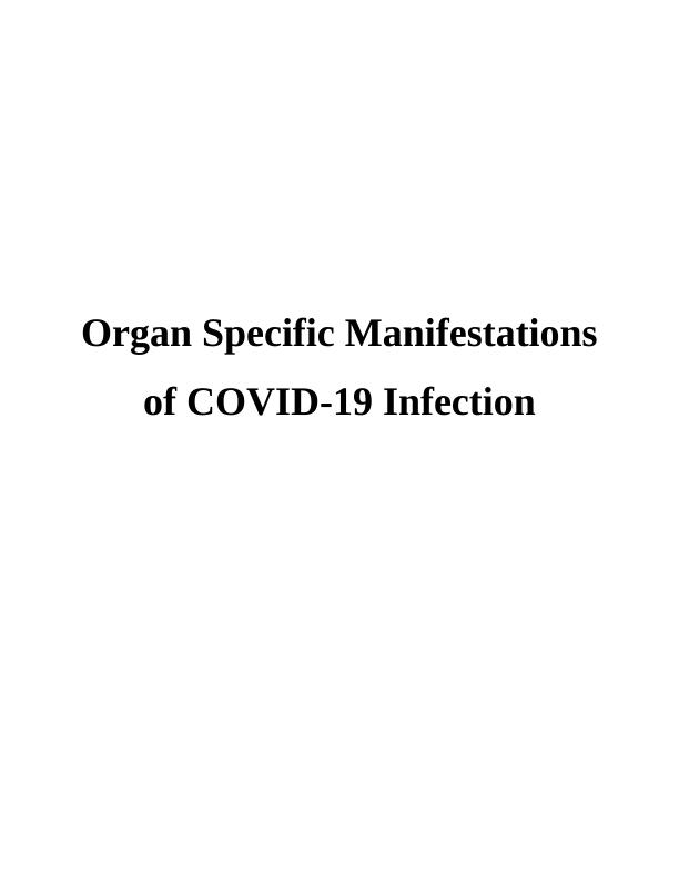Organ Specific Manifestations of COVID-19 Infection_1