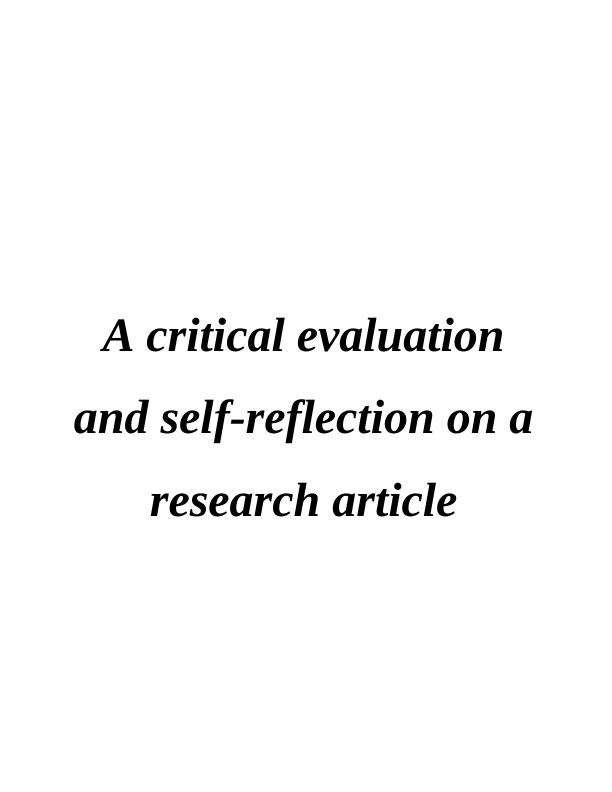 critical evaluation of a research article