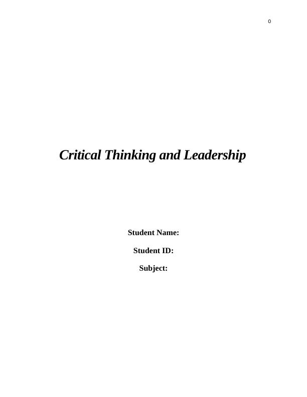 critical thinking and leadership pdf