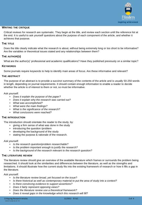 critiquing qualitative research articles example